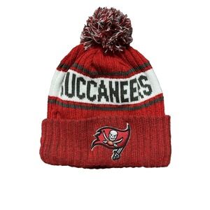 Tampa Bay Buccaneers New Era Cuffed Knit Beanie Cap With Pom Puff Ball Red Hat